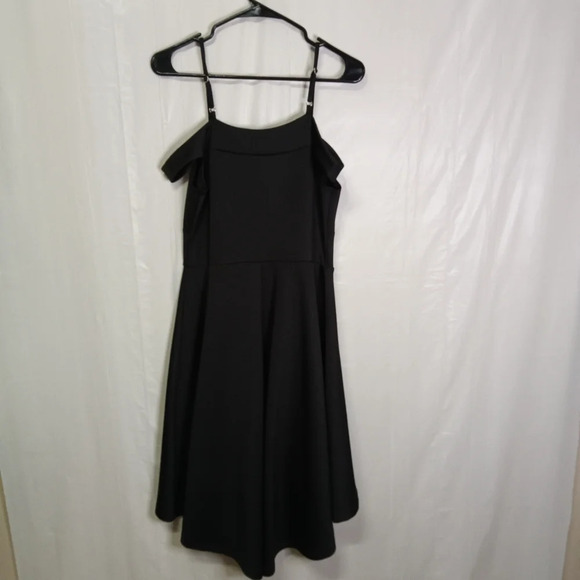 VENUS Cold Shoulder Dress Black Adjustable Straps Hi Low V-Neck Fit & Flare M - Picture 6 of 10